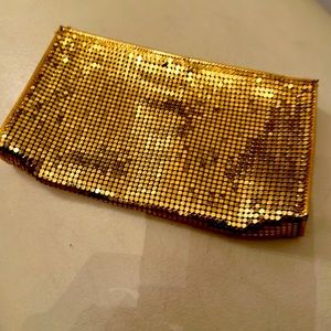 Vintage, sequin, metallic coin, purse, or make up bag.